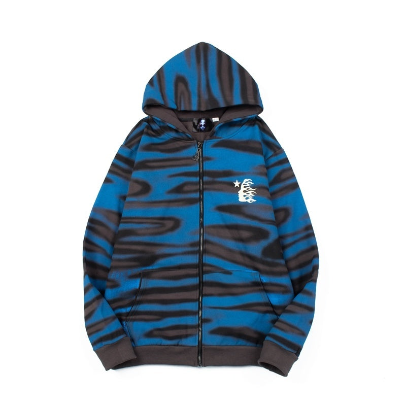 Blue and black camouflage hoodie